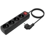 Aisens Regleta 4 Tomas con Interruptor, Cable 1.4m, Negro, A154-0650
